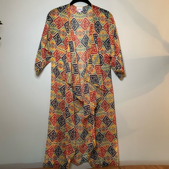 LULAROE Sheer Aztec Colorful Kimono Size Small - Picture 2 of 9